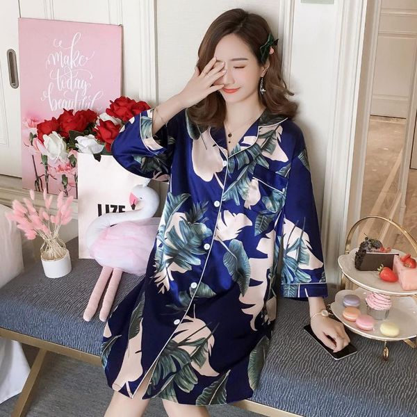 women's sleepwear fahio summer silk womens sleepshirt long print ladies nightgown young girl middle sleeve outwear nightdress party, Black;red
women's sleepwear fahio summer silk womens sleepshirt long print ladies nightgown young girl middle sleeve outwear nightdress party, Black;red