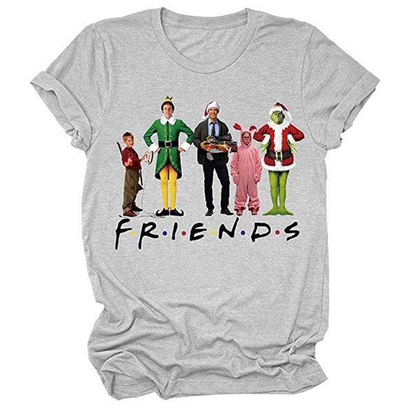 women's t-shirt short sleeve graphic christmas tees, funny pattern printing xmas for women, White
women's t-shirt short sleeve graphic christmas tees, funny pattern printing xmas for women, White