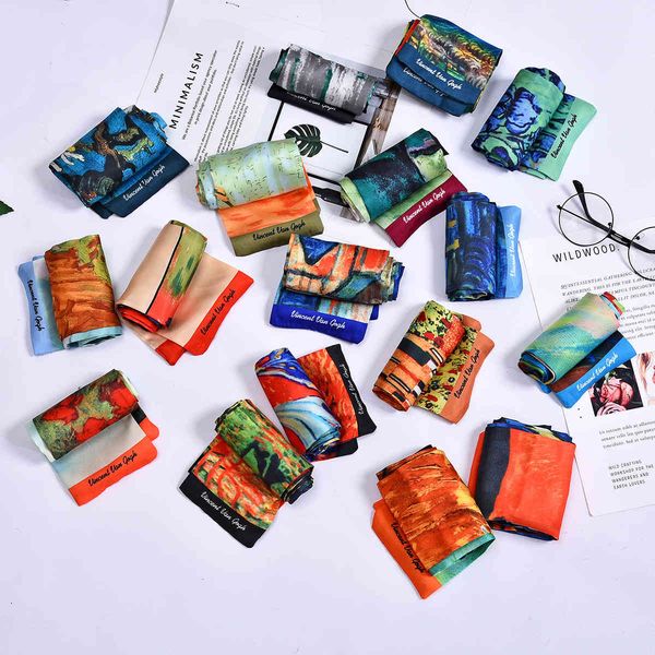 handkerchief spring and autumn van gogh oil painting department ribbon scarf street simple versatile tie bag small, White
handkerchief spring and autumn van gogh oil painting department ribbon scarf street simple versatile tie bag small, White
