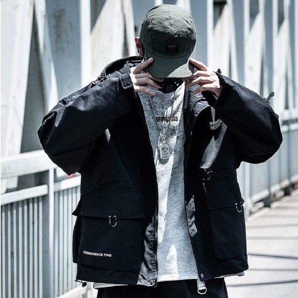 men's jackets loose multi-pocket hooded tooling jacket spring and autumn functional wind tide brand ins clothes, Black;brown
men's jackets loose multi-pocket hooded tooling jacket spring and autumn functional wind tide brand ins clothes, Black;brown