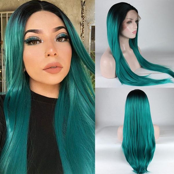 synthetic wigs lace front long straight hair ombre green wig glueless heat resistant fiber for women, Black
synthetic wigs lace front long straight hair ombre green wig glueless heat resistant fiber for women, Black