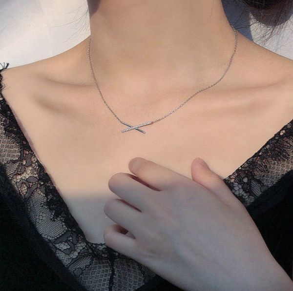 x letter cool wind necklace female personality fashion design clavicle chain, Silver
x letter cool wind necklace female personality fashion design clavicle chain, Silver
