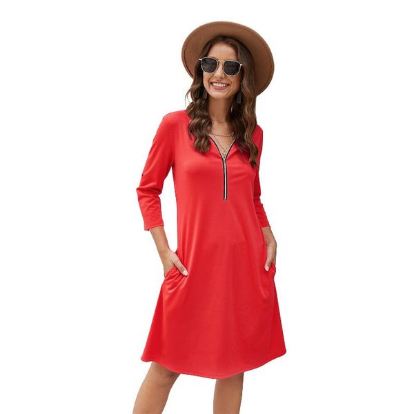 woman dress 2021 spring summer casual solid a-line dresses clothing women v-neck three quarter for, Black;gray
woman dress 2021 spring summer casual solid a-line dresses clothing women v-neck three quarter for, Black;gray
