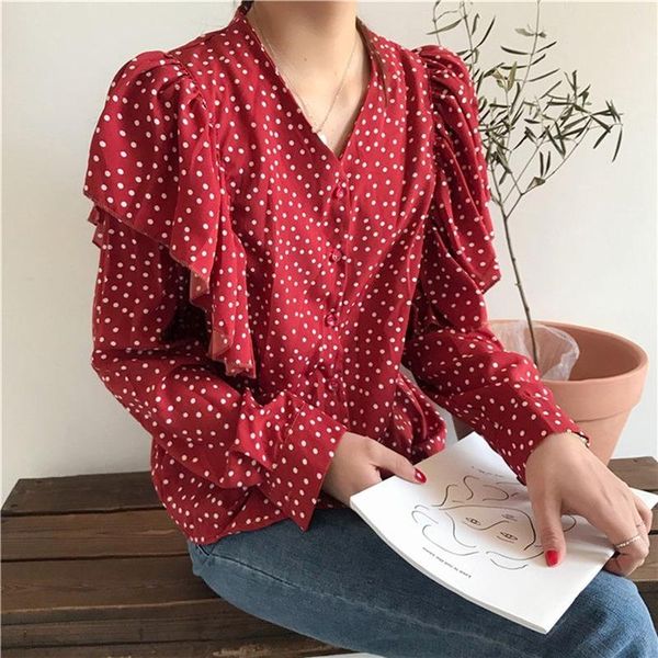 women's blouses & shirts mazefeng 2021 women spring summer blouse v-neck single breasted dot female casual butterfly sleeve chiffon red, White
women's blouses & shirts mazefeng 2021 women spring summer blouse v-neck single breasted dot female casual butterfly sleeve chiffon red, White