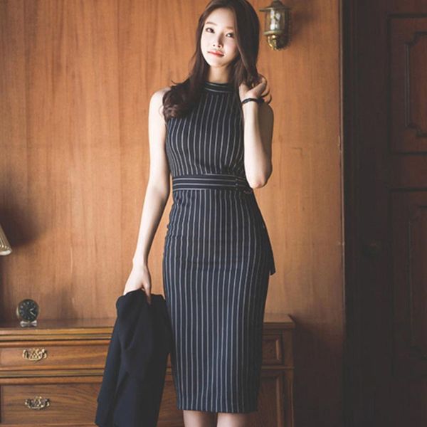 casual dresses o-neck striped office lady work dress women 2021 korean summer autumn sleeveless slim hip elegant fashion vestido, Black;gray
casual dresses o-neck striped office lady work dress women 2021 korean summer autumn sleeveless slim hip elegant fashion vestido, Black;gray