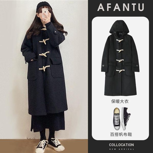 women's wool & blends woolen coat women fall winter loose style streetwear trench long plaszcze damskie zimowe clothing be50nz, Black
women's wool & blends woolen coat women fall winter loose style streetwear trench long plaszcze damskie zimowe clothing be50nz, Black