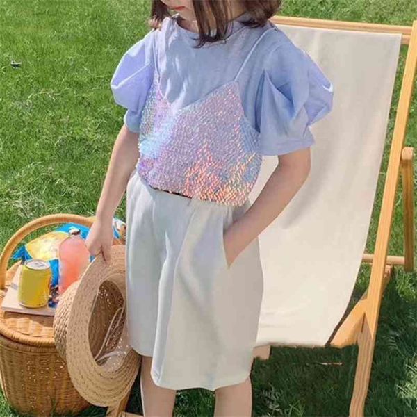 summer suit sequin stitching +mid-length pants 2pcs girl set clothing sets children's kids clothes girls 210528, White
summer suit sequin stitching +mid-length pants 2pcs girl set clothing sets children's kids clothes girls 210528, White
