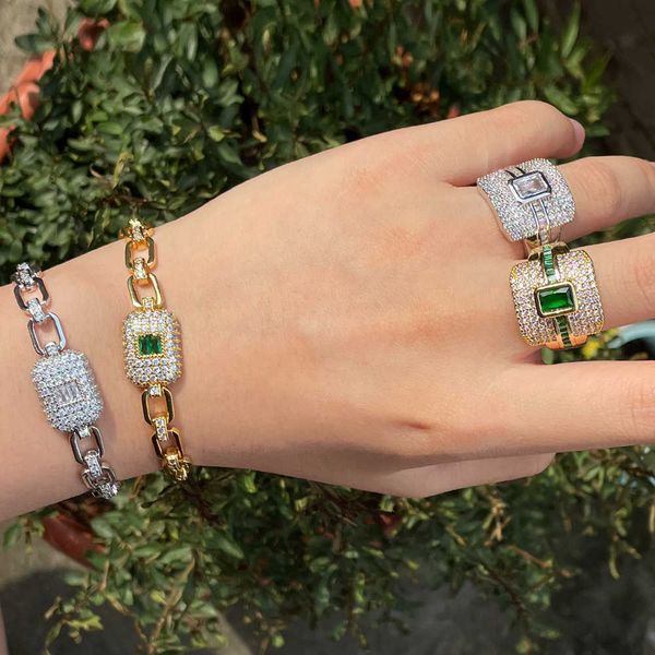 bling white gold color green cubic zirconia cuban link chain bracelet and ring sets for women engagement jewelry t538 210714, Silver
bling white gold color green cubic zirconia cuban link chain bracelet and ring sets for women engagement jewelry t538 210714, Silver
