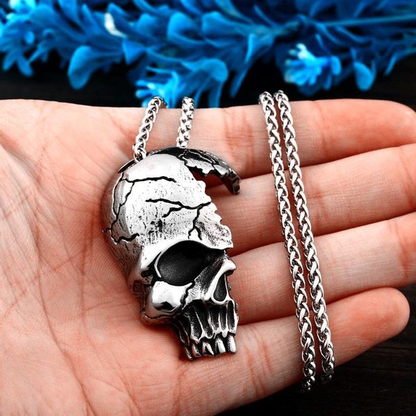 pendant necklaces vintage broken skull stainless steel necklace half face for men fashion punk gothic jewelry wholesale, Silver
pendant necklaces vintage broken skull stainless steel necklace half face for men fashion punk gothic jewelry wholesale, Silver
