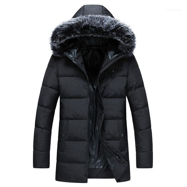 men's down & parkas winter 90% white duck jacket coat for men fur collar warm zipper pocket thickening hooded long doudoune homme, Black
men's down & parkas winter 90% white duck jacket coat for men fur collar warm zipper pocket thickening hooded long doudoune homme, Black