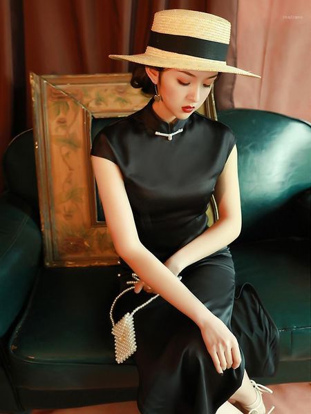 ethnic clothing black satin traditional qipao retro stand collar self-cultivation cheongsam robe chine oriental dress chinese summer, Red
ethnic clothing black satin traditional qipao retro stand collar self-cultivation cheongsam robe chine oriental dress chinese summer, Red