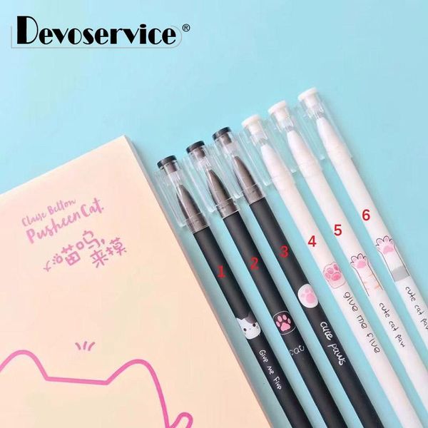gel pens 6pcs/pack cute cat claw pen kawaii print shape neutral stationery fine point 0.5mm black ink office school supplies