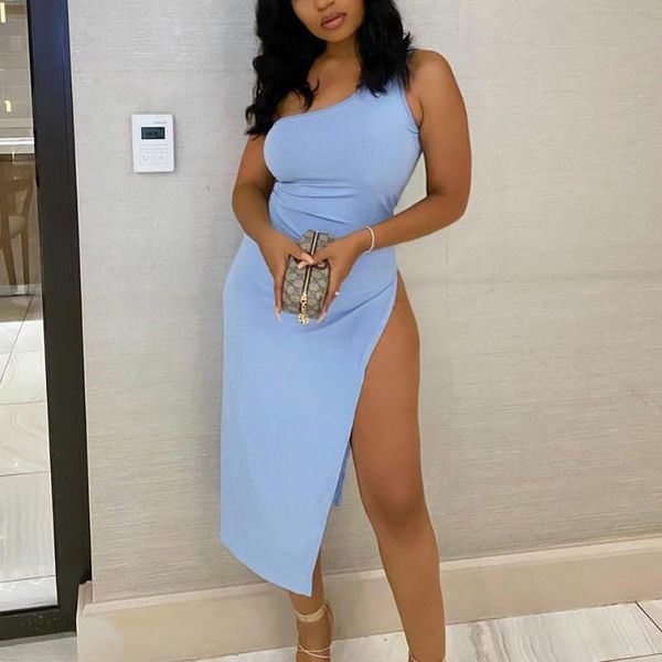 women solid one shoulder side split midi dress elegant bodycon party casual dresses, Black;gray
women solid one shoulder side split midi dress elegant bodycon party casual dresses, Black;gray