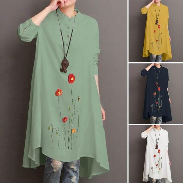 women's printed blouse zanzea 2021 stylish asymmetrical long casual floral shirts female button autumn tunic plus size 5xl blouses &, White
women's printed blouse zanzea 2021 stylish asymmetrical long casual floral shirts female button autumn tunic plus size 5xl blouses &, White