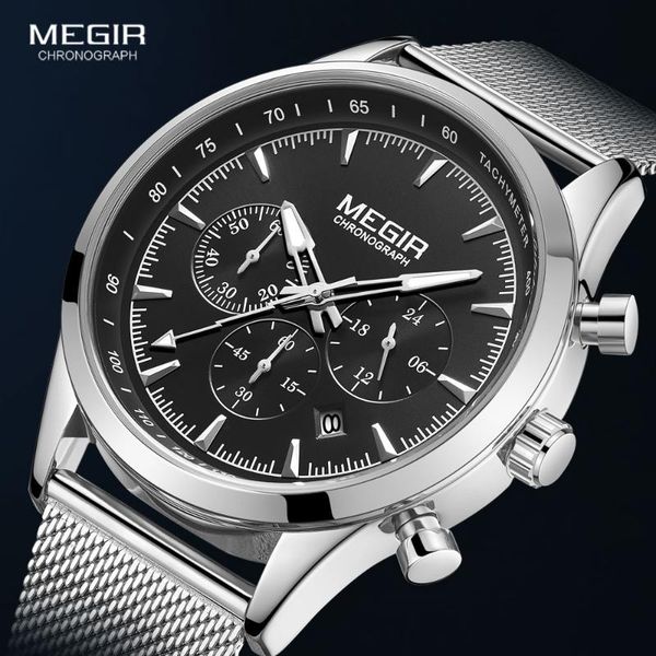 wristwatches megir men's watches fashion stainless steel mesh strap chronograph quartz watch man luxury waterproof luminous wristwatch, Slivery;brown
wristwatches megir men's watches fashion stainless steel mesh strap chronograph quartz watch man luxury waterproof luminous wristwatch, Slivery;brown