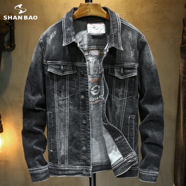 men's jackets shan bao 2021 autumn black denim jacket classic embroidery trend brand young men slim lapel cotton, Black;brown
men's jackets shan bao 2021 autumn black denim jacket classic embroidery trend brand young men slim lapel cotton, Black;brown