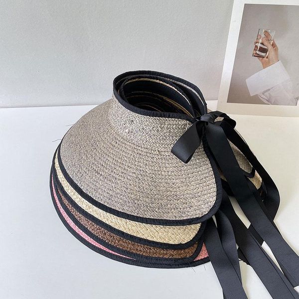 wide brim hats elegant bowknot natural raffia straw empty hat for women summer beach sunscreen korean fashion chapeu feminino sun cap vi, Blue;gray
wide brim hats elegant bowknot natural raffia straw empty hat for women summer beach sunscreen korean fashion chapeu feminino sun cap vi, Blue;gray