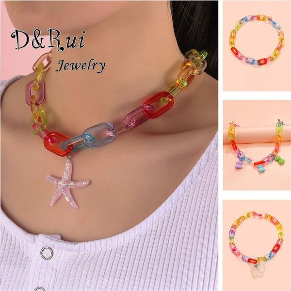 chains style necklace y2k acrylic color matching resin transparent choker bear starfish butterfly pendants necklaces for women 2021, Silver
chains style necklace y2k acrylic color matching resin transparent choker bear starfish butterfly pendants necklaces for women 2021, Silver