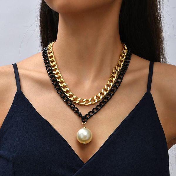 chains simple female aluminium alloy chain black gold color chunky necklaces for women white big pearl pendants necklace party jewelry, Silver
chains simple female aluminium alloy chain black gold color chunky necklaces for women white big pearl pendants necklace party jewelry, Silver