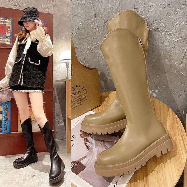 boots shoes flat heel women's autumn boots-women round toe luxury designer zipper clogs platform rock ladies 2021 over-the-knee, Black
boots shoes flat heel women's autumn boots-women round toe luxury designer zipper clogs platform rock ladies 2021 over-the-knee, Black