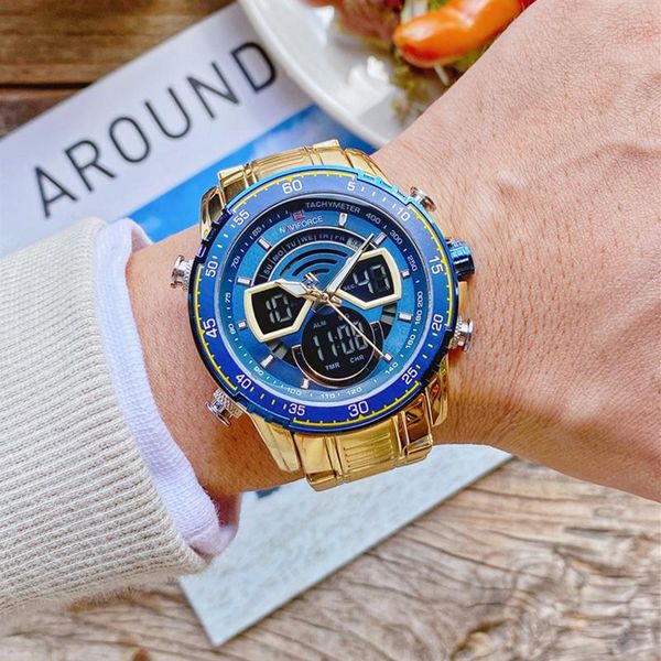 wristwatches men's creative gold blue watches naviforce stainless steel dual time led display calander waterproof fashion cool male cloc, Slivery;brown
wristwatches men's creative gold blue watches naviforce stainless steel dual time led display calander waterproof fashion cool male cloc, Slivery;brown