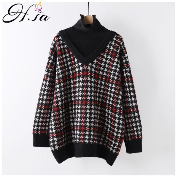 women's sweaters hsa autumn winter thick for women houndstooth warm pull sweater jumpers patchwork fake 2 pieces casual, White;black
women's sweaters hsa autumn winter thick for women houndstooth warm pull sweater jumpers patchwork fake 2 pieces casual, White;black