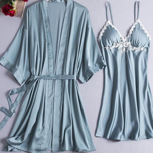 women's sleepwear kimono wedding robe gown 2pcs sets satin bridal nightwear lace home dressing lingerie bridesmaid summer bathrobe suit, Black;red
women's sleepwear kimono wedding robe gown 2pcs sets satin bridal nightwear lace home dressing lingerie bridesmaid summer bathrobe suit, Black;red
