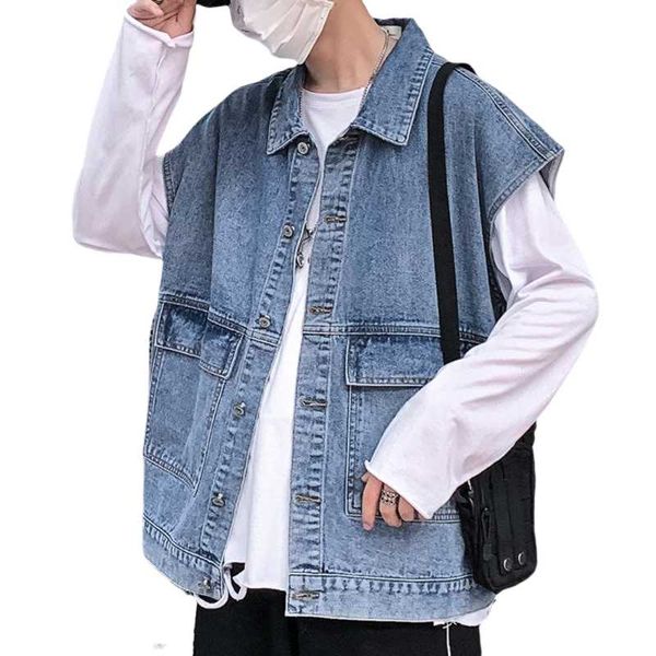 men jean jacket men's denim vest hip hop coats waistcoat cowboy sleeveless male tank loose vests, Black;white
men jean jacket men's denim vest hip hop coats waistcoat cowboy sleeveless male tank loose vests, Black;white