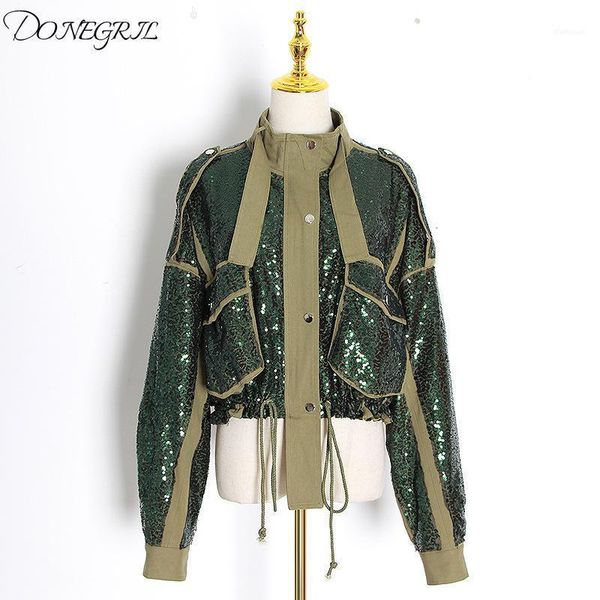 spring autumn patchwork sequins lace up women's coat turtleneck long sleeve hit color jacket for female fashion clothes1, Black;brown
spring autumn patchwork sequins lace up women's coat turtleneck long sleeve hit color jacket for female fashion clothes1, Black;brown