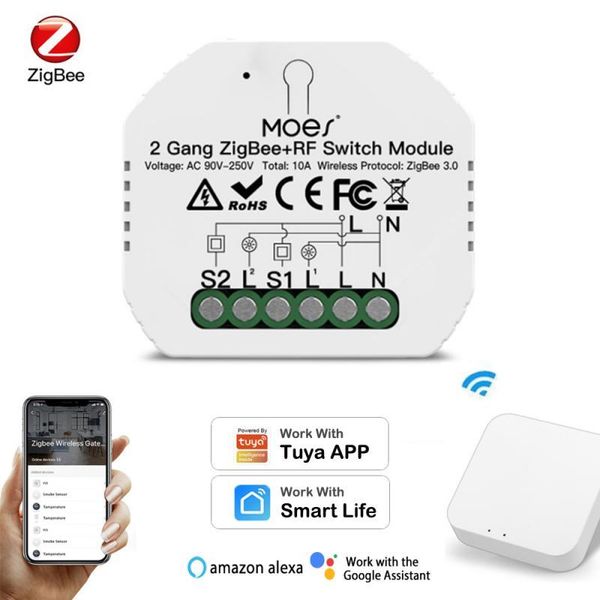 smart home control 10a zigbee 3.0 + rf433 diy switch relay module 90-250v 2 channels for tuya life app work with alexa google
smart home control 10a zigbee 3.0 + rf433 diy switch relay module 90-250v 2 channels for tuya life app work with alexa google