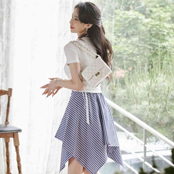 dresses 2 pieces set women's summer shirts blouses and stripe lace-up bow skirts korean chic office lady suit, Black;gray
dresses 2 pieces set women's summer shirts blouses and stripe lace-up bow skirts korean chic office lady suit, Black;gray