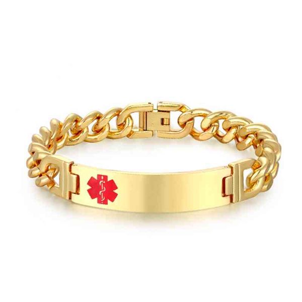2022 medicine symbol curved pendant stainls steel cuban link gold plated bracelet, Golden;silver
2022 medicine symbol curved pendant stainls steel cuban link gold plated bracelet, Golden;silver