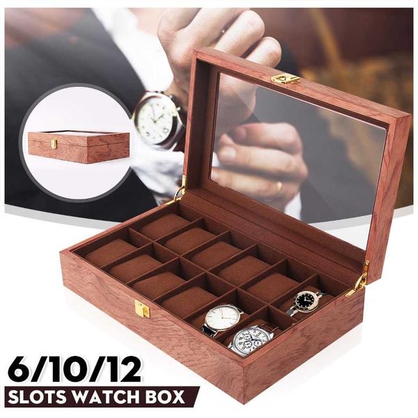 watch boxes & cases 6/10/12 grids retro red wooden display case durable packaging holder jewelry collection storage organizer box casket, Black;blue 
watch boxes & cases 6/10/12 grids retro red wooden display case durable packaging holder jewelry collection storage organizer box casket, Black;blue