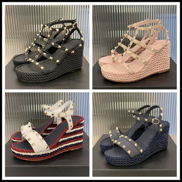 sandals womens summer rockstuds ankle strap high wedge sandal leather comfort platform shoes, Black 
sandals womens summer rockstuds ankle strap high wedge sandal leather comfort platform shoes, Black