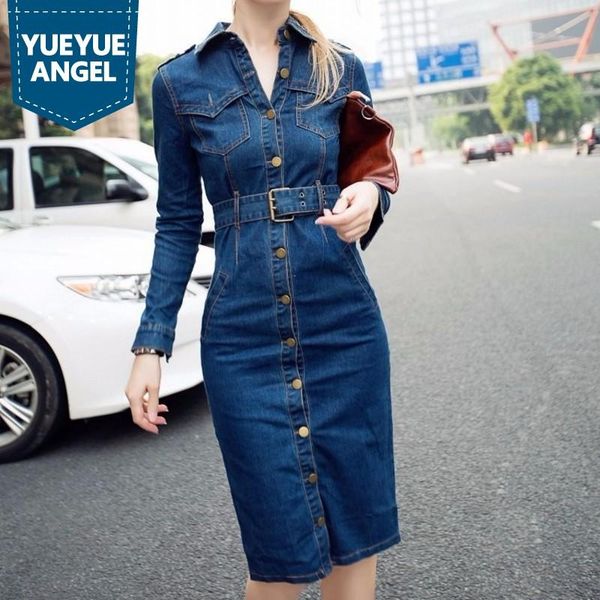 casual dresses women slim fit dress lady denim long vestidos summer belted chic blue robe femme, Black;gray
casual dresses women slim fit dress lady denim long vestidos summer belted chic blue robe femme, Black;gray