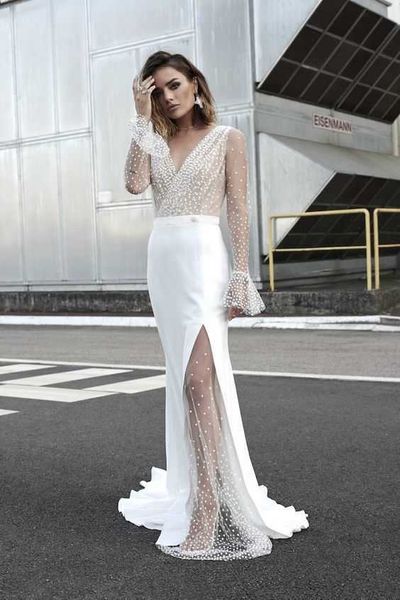 2021 summer and autumn new dress v-neck perspective dress y1006, Black;gray