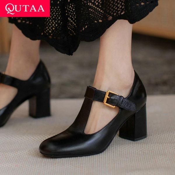 women pumps spring t strap buckle female shoes genuine leather round toe retro square high heels size 34-39 dress, Black
women pumps spring t strap buckle female shoes genuine leather round toe retro square high heels size 34-39 dress, Black