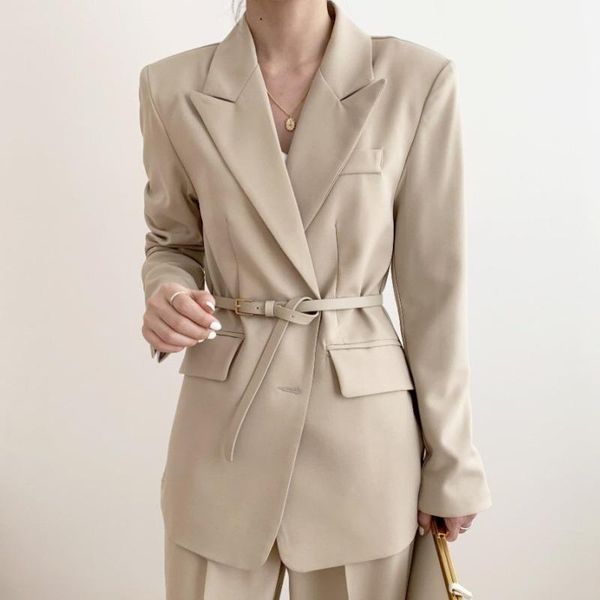 autumn blazer coat for women single breasked long sleeve beige black jacket with belt simple classic street outwear female women's suit, White;black
autumn blazer coat for women single breasked long sleeve beige black jacket with belt simple classic street outwear female women's suit, White;black