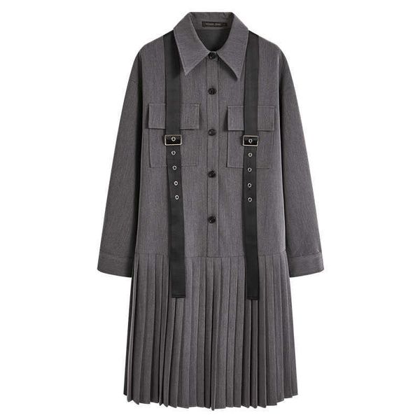 perhaps u gray shirt dress pleated pocket button long sleeve knee length dress loose a line d2042 210529, Black;gray
perhaps u gray shirt dress pleated pocket button long sleeve knee length dress loose a line d2042 210529, Black;gray