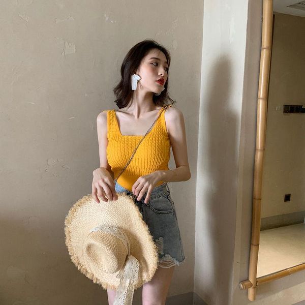 women's t-shirt sleeveless t shirts for women square collar off shoulder knitted summer streetwear korean hipster skinny y2k 2021, White
women's t-shirt sleeveless t shirts for women square collar off shoulder knitted summer streetwear korean hipster skinny y2k 2021, White