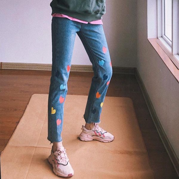 women's jeans colorful heart print harajuku mom high waisted denim pants women autumn winter blue baggy trousers 90s streetwears
women's jeans colorful heart print harajuku mom high waisted denim pants women autumn winter blue baggy trousers 90s streetwears