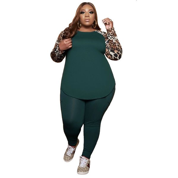 leopard printing patchwork long sleeves casual tracksuits two pieces t shirt + ny pants sports plus size outfits, Gray
leopard printing patchwork long sleeves casual tracksuits two pieces t shirt + ny pants sports plus size outfits, Gray