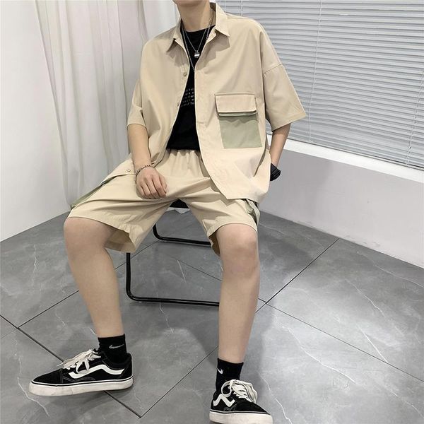 men's tracksuits 2021 summer suit shirt and shorts fashion trend oversized cargo pocket short sleeve casual street tooling two-piece, Gray
men's tracksuits 2021 summer suit shirt and shorts fashion trend oversized cargo pocket short sleeve casual street tooling two-piece, Gray