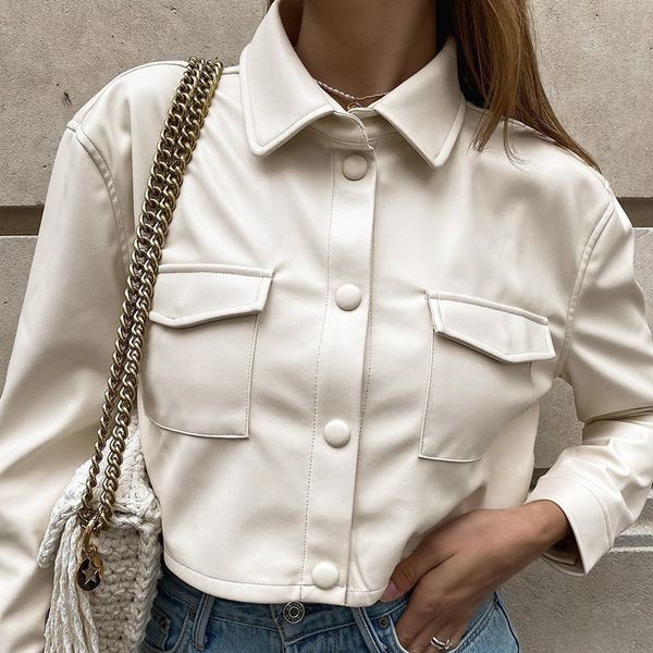 2021 new streetwear fashion cropped pu leather jackets 90s outfits buttons up pockets solid basic autumn coat womens outwear, Black;brown
2021 new streetwear fashion cropped pu leather jackets 90s outfits buttons up pockets solid basic autumn coat womens outwear, Black;brown