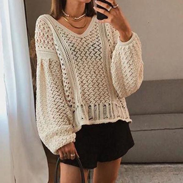 women's sweaters ladies hollow knit sweater loose solid color long sleeve v-neck pullover fall 2021 casual simple fashion white blue, White;black
women's sweaters ladies hollow knit sweater loose solid color long sleeve v-neck pullover fall 2021 casual simple fashion white blue, White;black