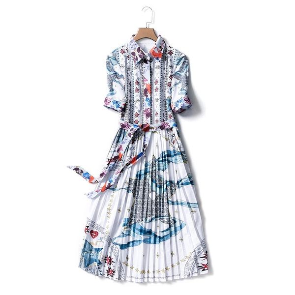 runway dresses europe and the united states latest high-quality office lady lapel pleated vintage print dress c0on, Black
runway dresses europe and the united states latest high-quality office lady lapel pleated vintage print dress c0on, Black