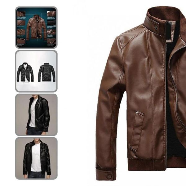 men's jackets 3d cutting classic stand collar motorcycle jacket autumn windbreaker side pockets for party, Black;brown
men's jackets 3d cutting classic stand collar motorcycle jacket autumn windbreaker side pockets for party, Black;brown