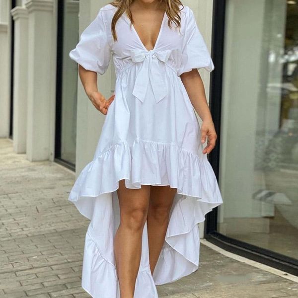 party dresses fashion women's solid bowknot half-sleeve irregular long dress 2021 summer ladies v-neck elegant loose, White;black
party dresses fashion women's solid bowknot half-sleeve irregular long dress 2021 summer ladies v-neck elegant loose, White;black