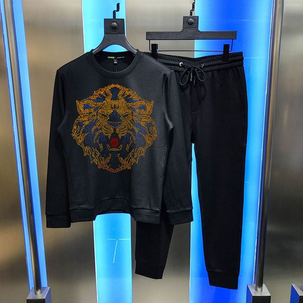 men's tracksuits very unique brand in addition to velvet male fashion european winter training lion's head diamond clusters warm s, Gray
men's tracksuits very unique brand in addition to velvet male fashion european winter training lion's head diamond clusters warm s, Gray