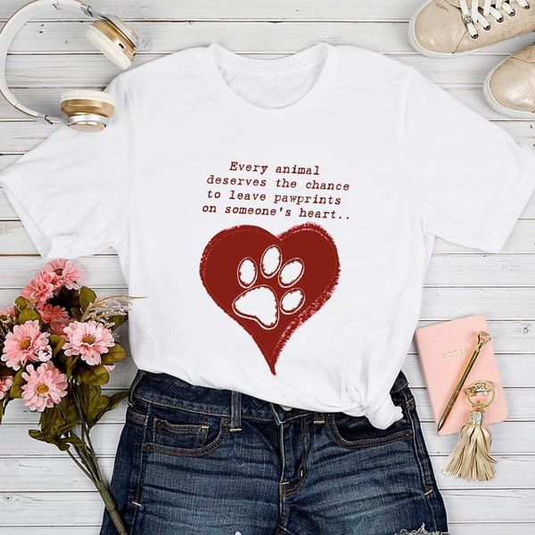 t-shirts women dog letters cartoon 90s short sleeve spring summer tshirt lady graphic female print clothes tee t-shirt women's, White